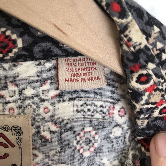 RAFTER C Pearl Snap Pro Flex 45 Performance Western Shirt XL Cowboy Black Aztec - Picture 5 of 15